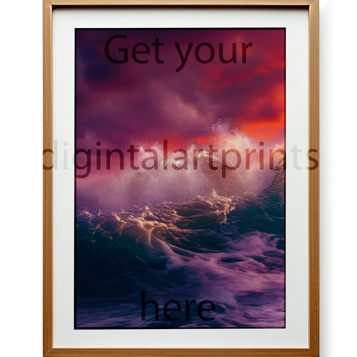Pink and Purple Ocean Wave at Sunset Dramatic Seascape Poster - Image 3