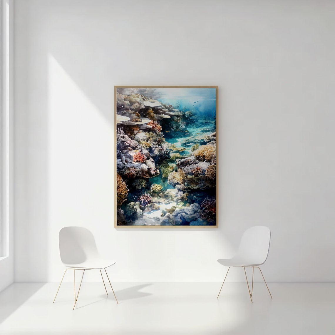 Coral Reef Underwater Seascape With Tropical Fish Watercolor Poster - Image 2