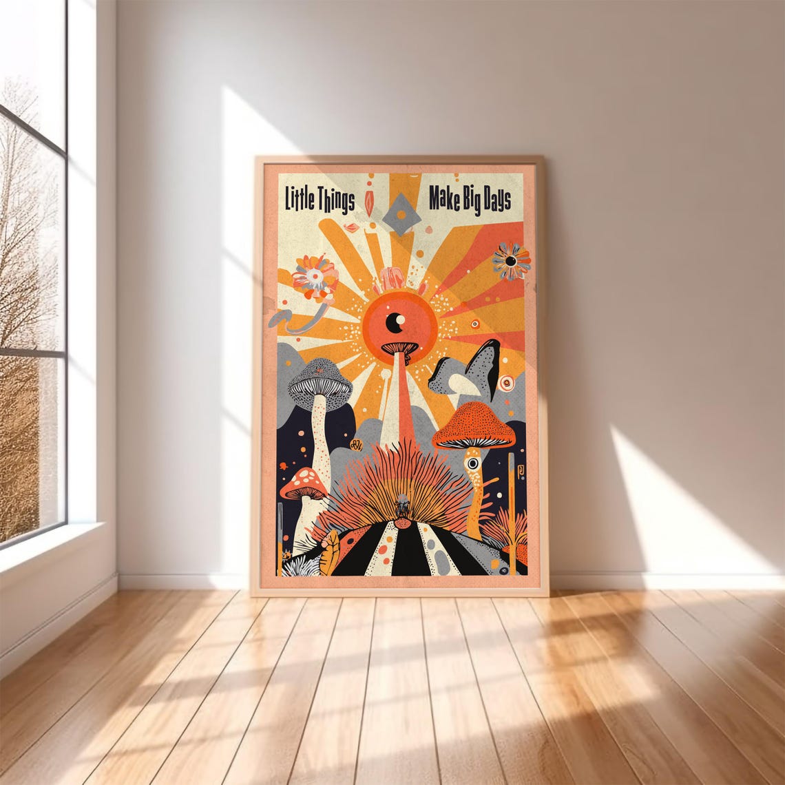 Little Things Make Big Days Mushroom Retro Boho Quote Poster Art - Image 2