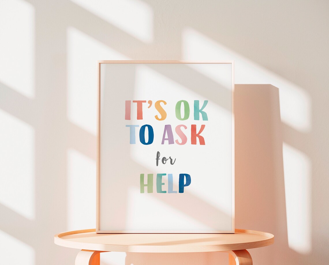 Its OK To Ask For Help Rainbow Poster, Counselor Decor - Image 2