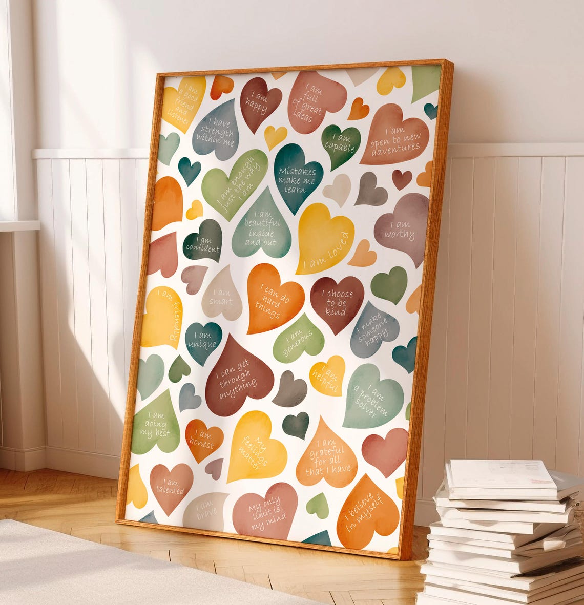 Daily Affirmations Watercolor Heart Collage Therapy Office Poster - Image 4