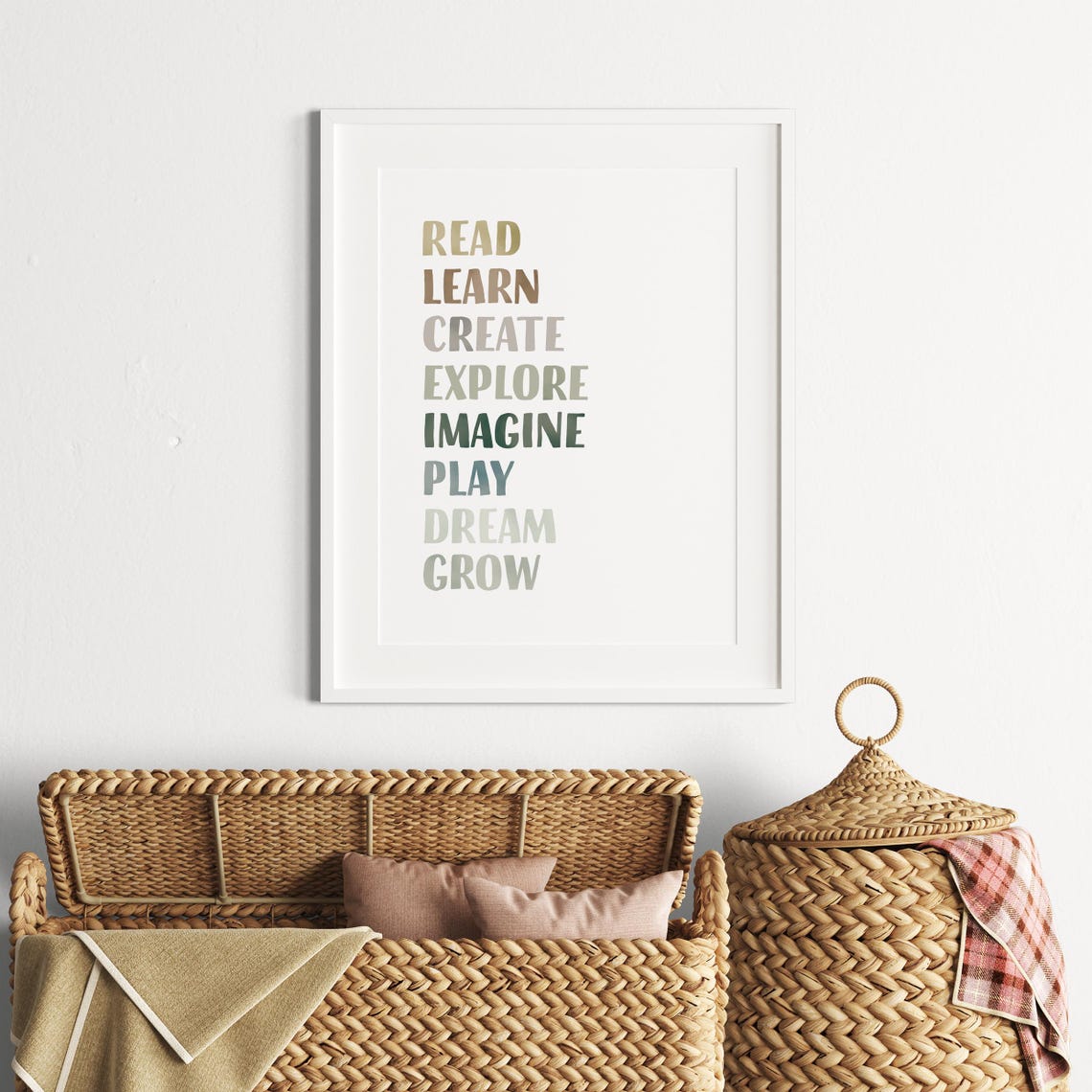 Read Learn Create Explore Inspirational Playroom Word Art Poster - Image 4