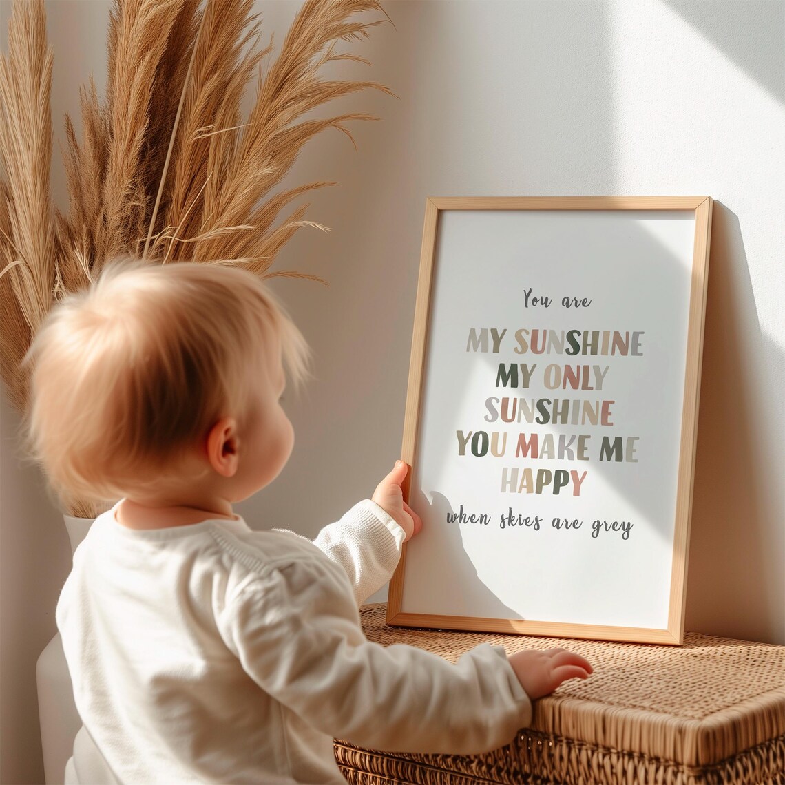 You Are My Sunshine Song Lyric Boho Nursery Affirmation Poster - Image 2