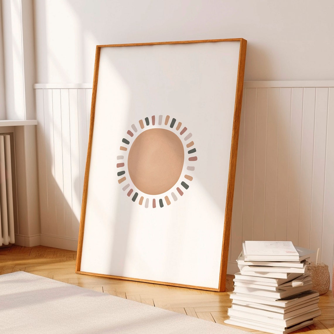 Boho Sun Pastel Watercolor Abstract Nursery Sunshine Decor Poster