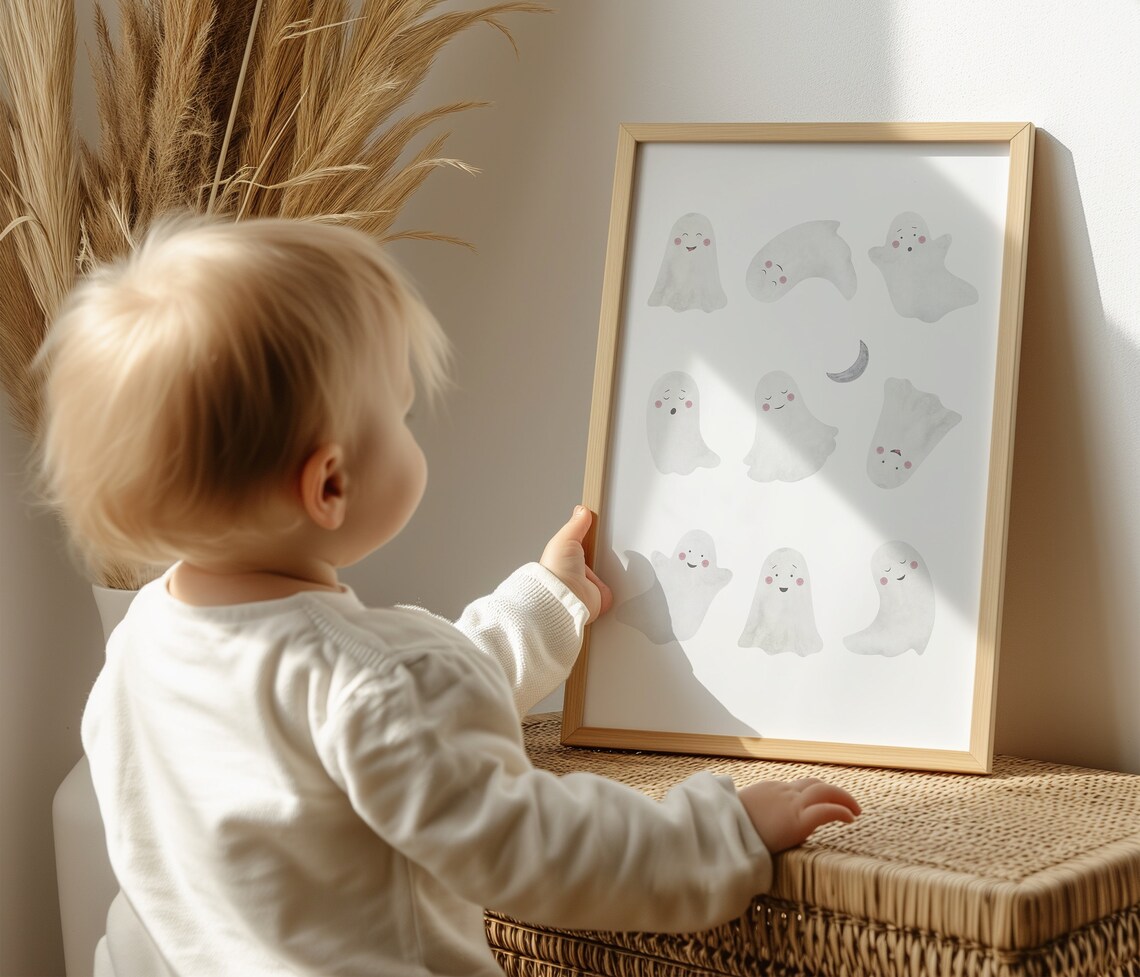 Little Ghost Halloween Nursery Art Print - Image 2