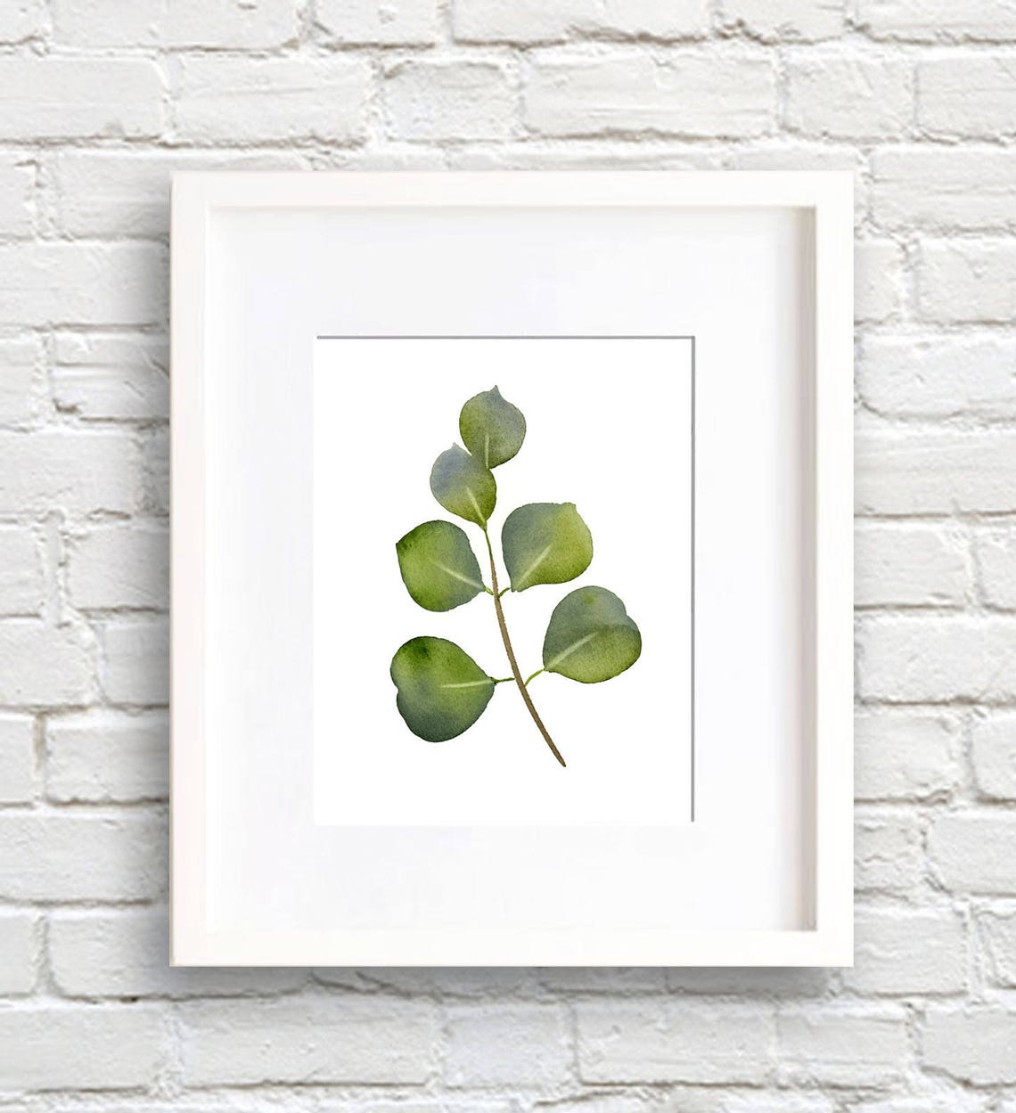 Eucalyptus Sprig Watercolor Botanical Greenery Framed Art Poster