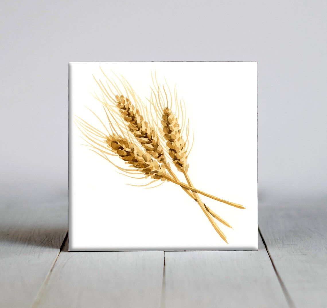 Wheat Ceramic Tile, Farmhouse Nature Wall Decor