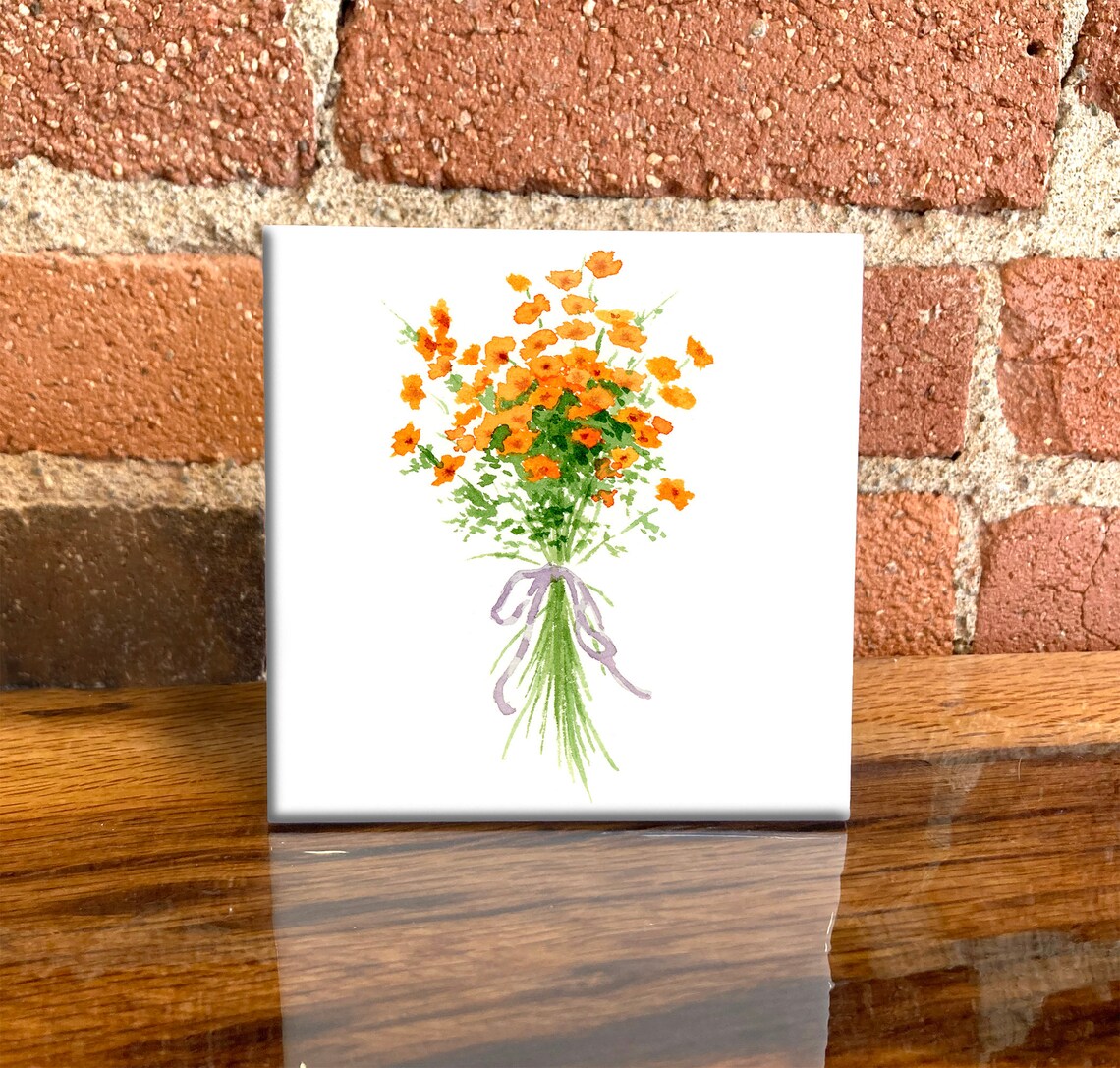 Poppies Decorative Tile, Unique Flower Lover Gift