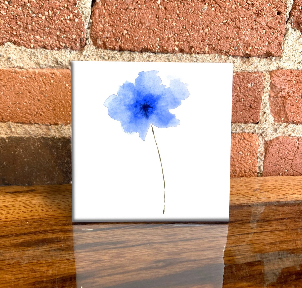 Blue Flower Ceramic Tile Decorative Art Print