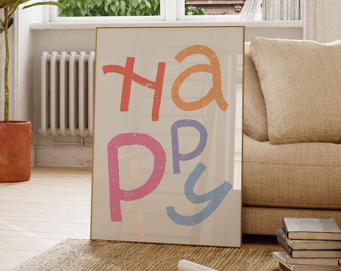 Happy Pastel Hand Lettered Word Art Colorful Nursery Gallery Poster - Image 3