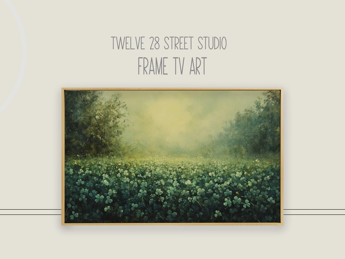 St Patricks Day Clover Field Sunlit Shamrock Meadow Forest Edge Poster