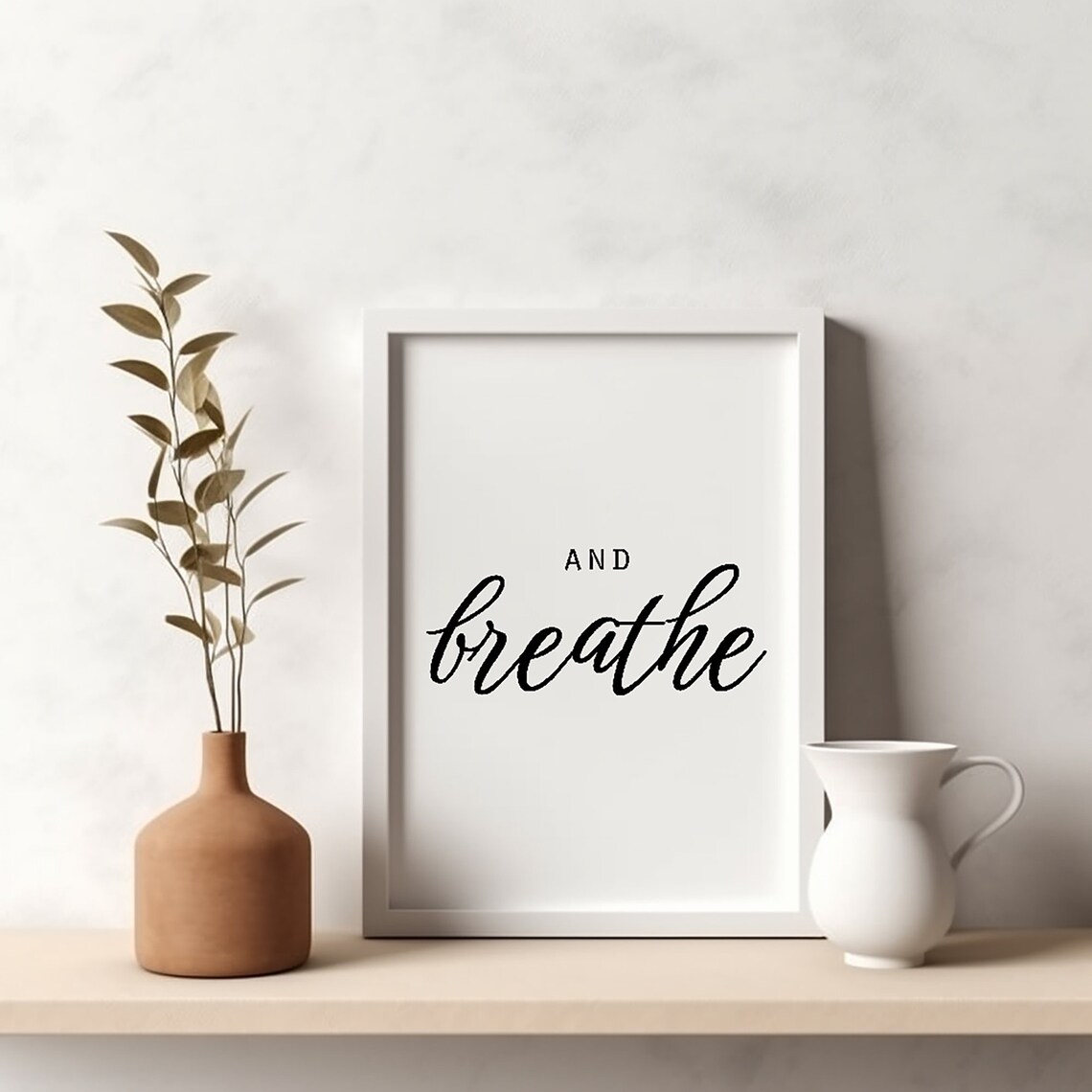 Calm And Breathe Minimalist Black Typography Mindfulness Poster - Image 3