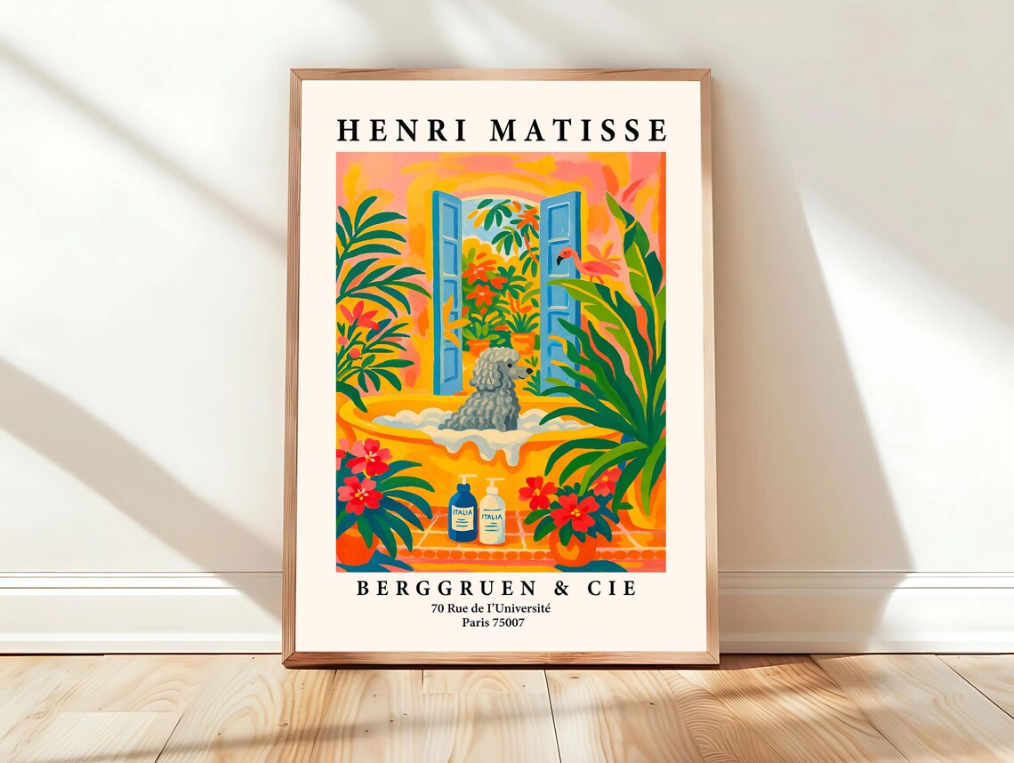 Poodle In Orange Bathtub Bubbles Tropical Garden Berggruen Paris Poster