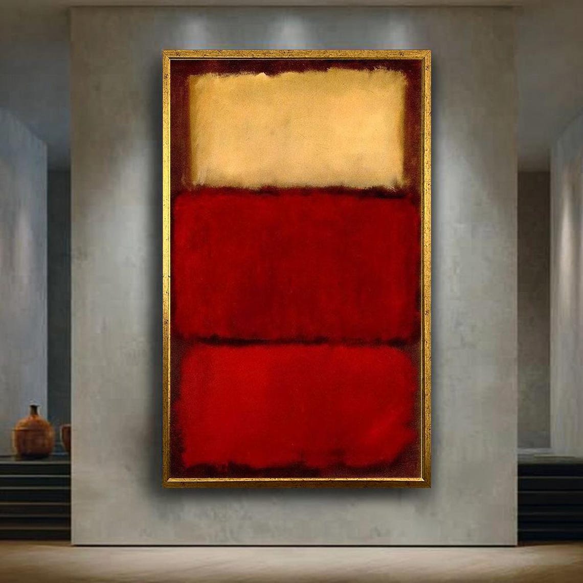 Warm Beige and Red Color Block Rothko Style Abstract Art Poster