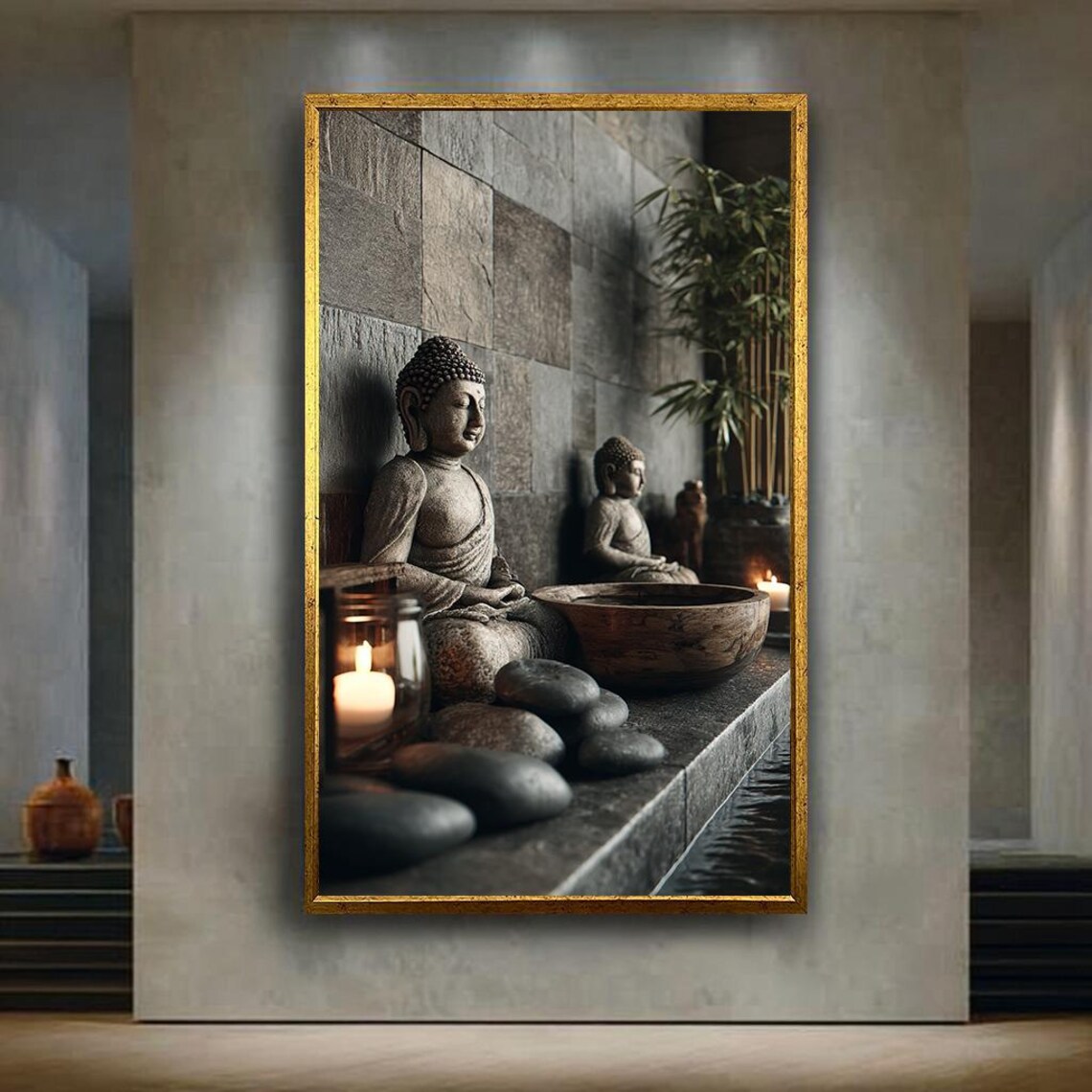 Zen Buddha Statues Spa Scene Peaceful Meditation Serenity Poster