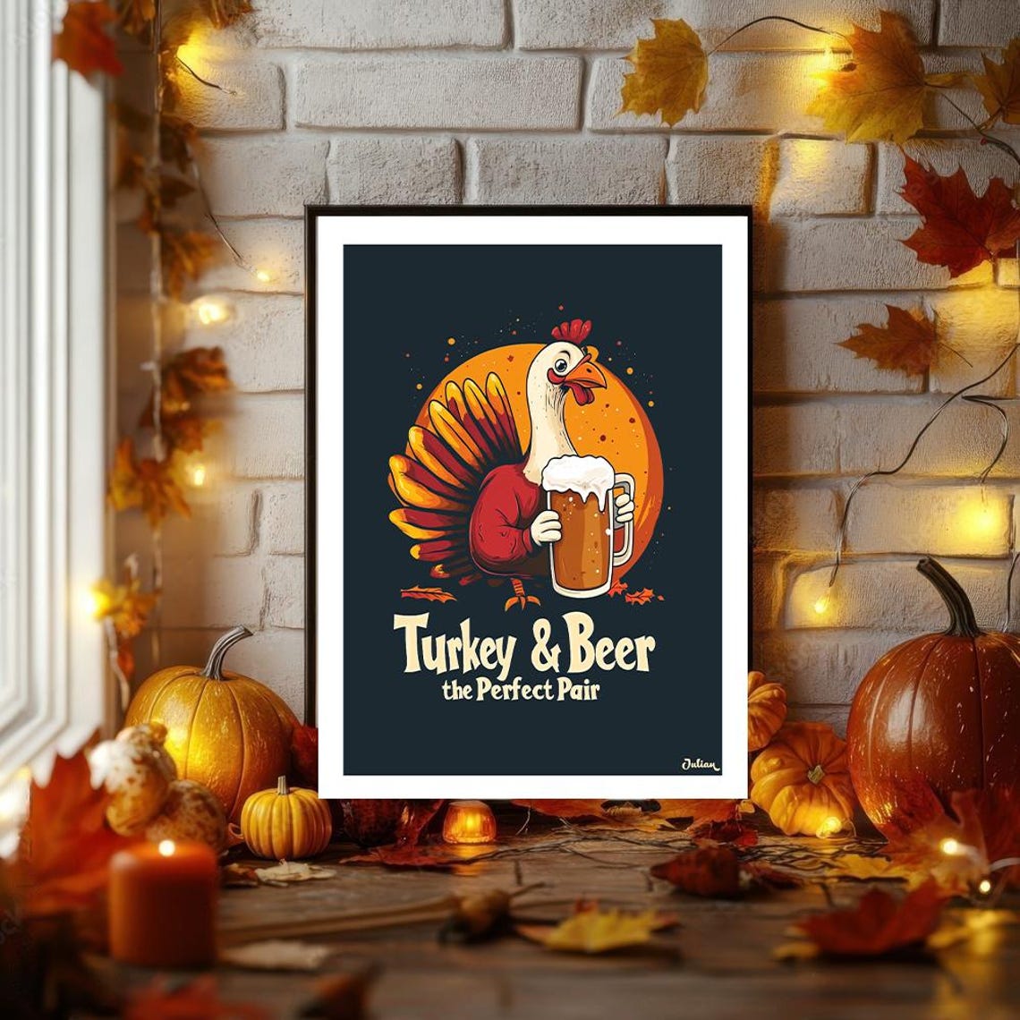 Happy Thanksgiving Turkey And Beer Poster Matte Vertical Posters Thanksgiving Art Print Decor Wall Art Home Decor Gift Thanksgiving - Image 2