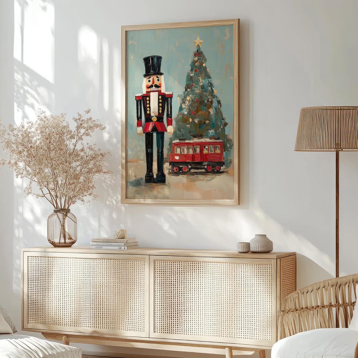 Retro Nutcracker Toy Soldier With Train Christmas Art Poster - Image 3