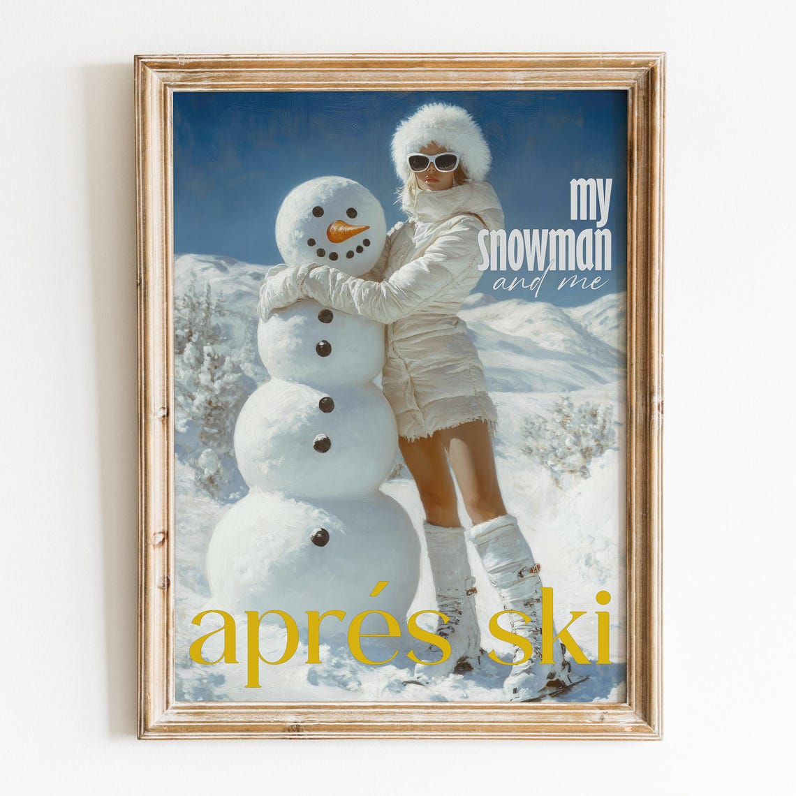 My Snowman And Me Apres Ski Retro Winter Fashion Wall Art Poster - Image 4