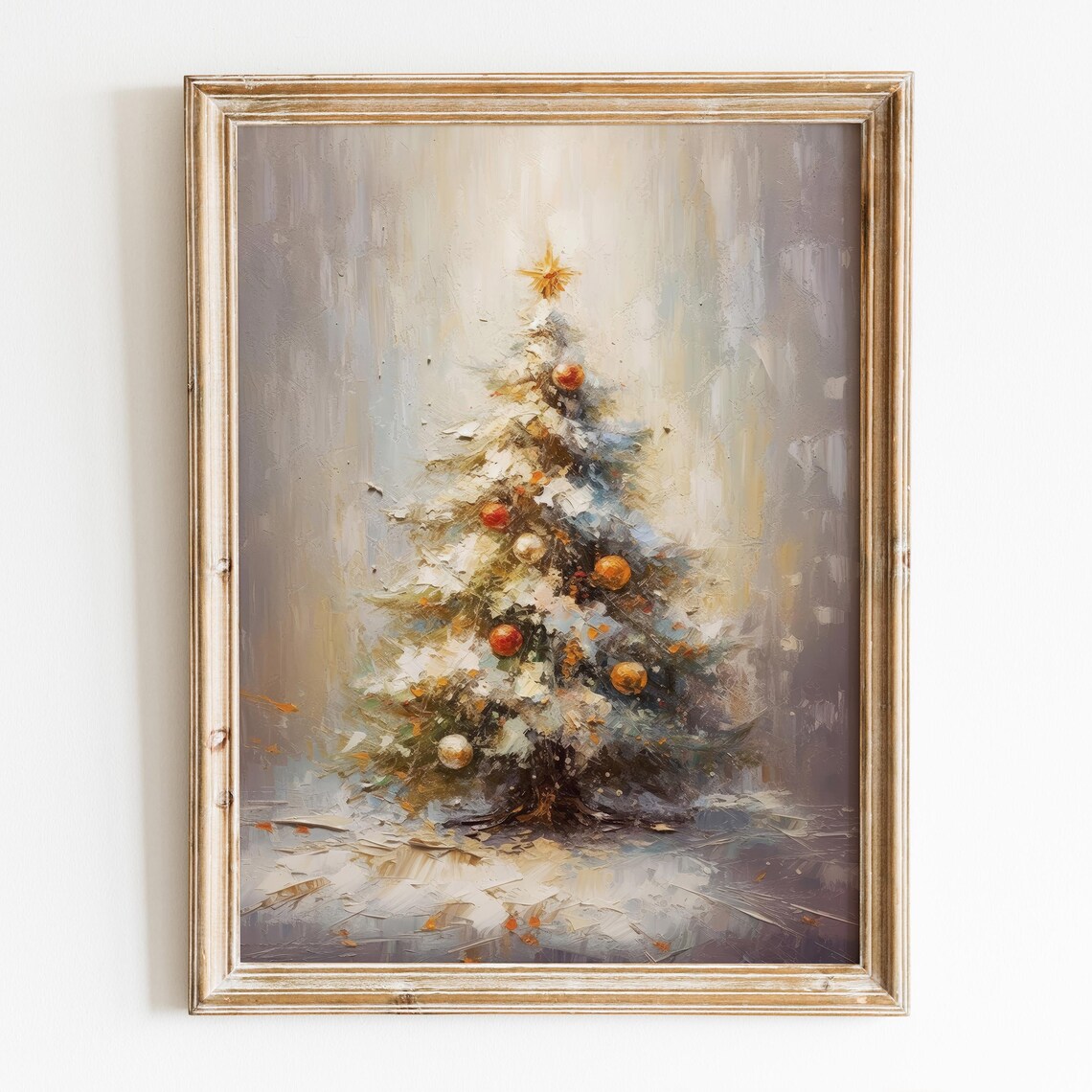 Moody Christmas Tree Vintage Winter Art Print