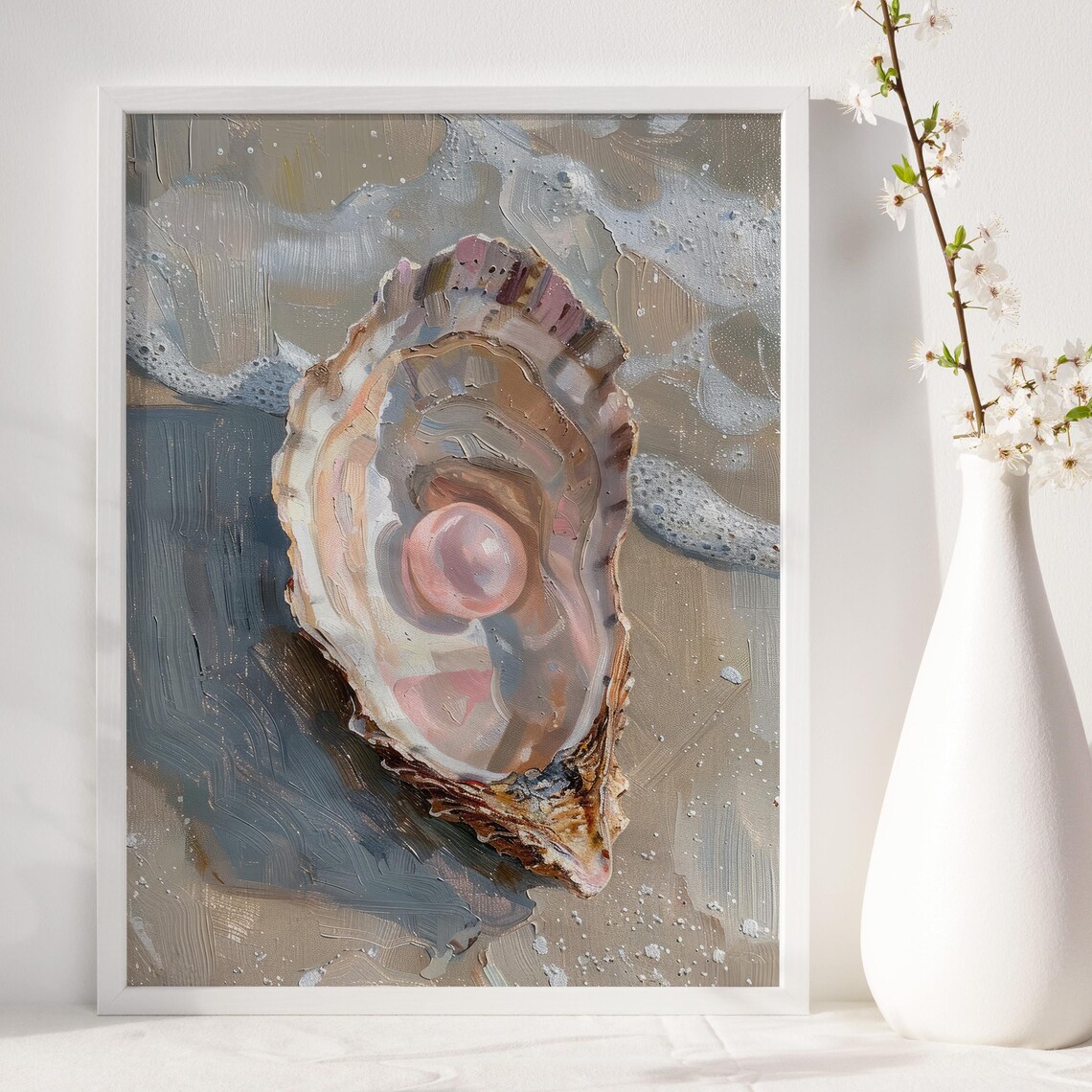 Pink Pearl in Oyster Art Print, Coastal Decor - Image 4