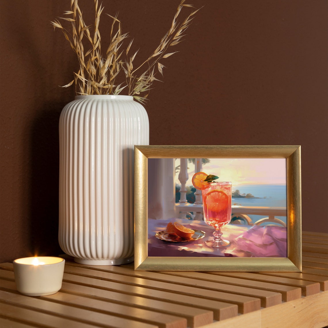 Aperol Spritz Cocktail Sunset Terrace Bar Cart Wall Art Print - Image 6