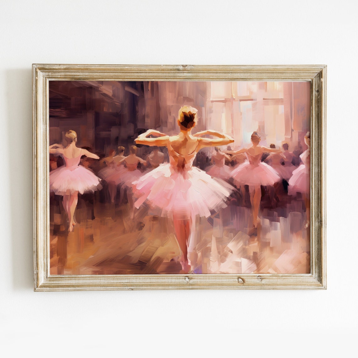 Ballerina Girly Wall Art Print Preppy Pastel Pink Girly Room Decor Vintage Ballet Aesthetic Oil Painting Trendy Dance Poster