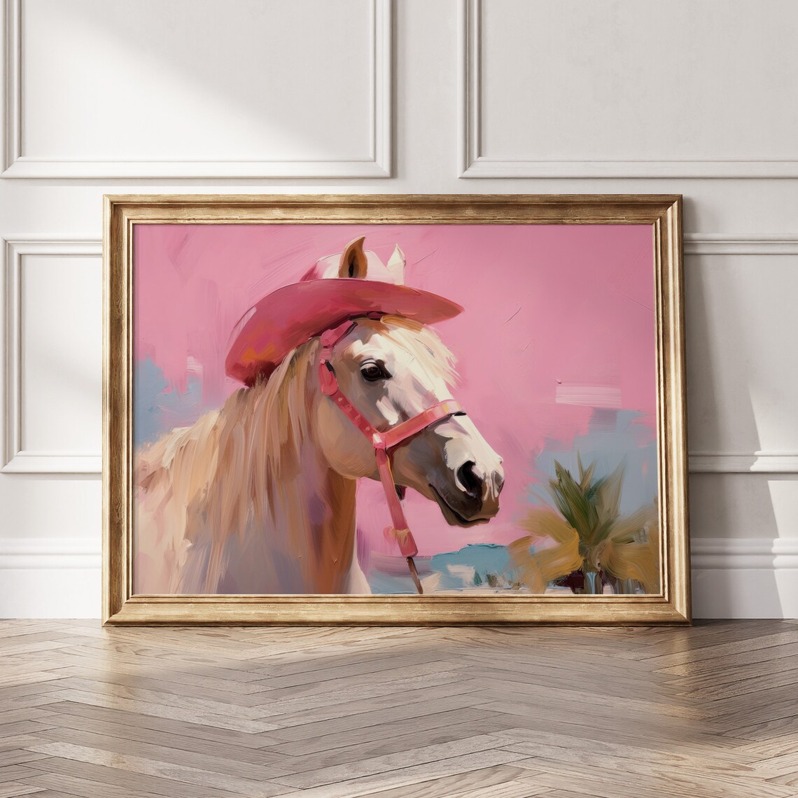 Horse With Pink Cowboy Hat, Preppy Western Art Print - Image 5