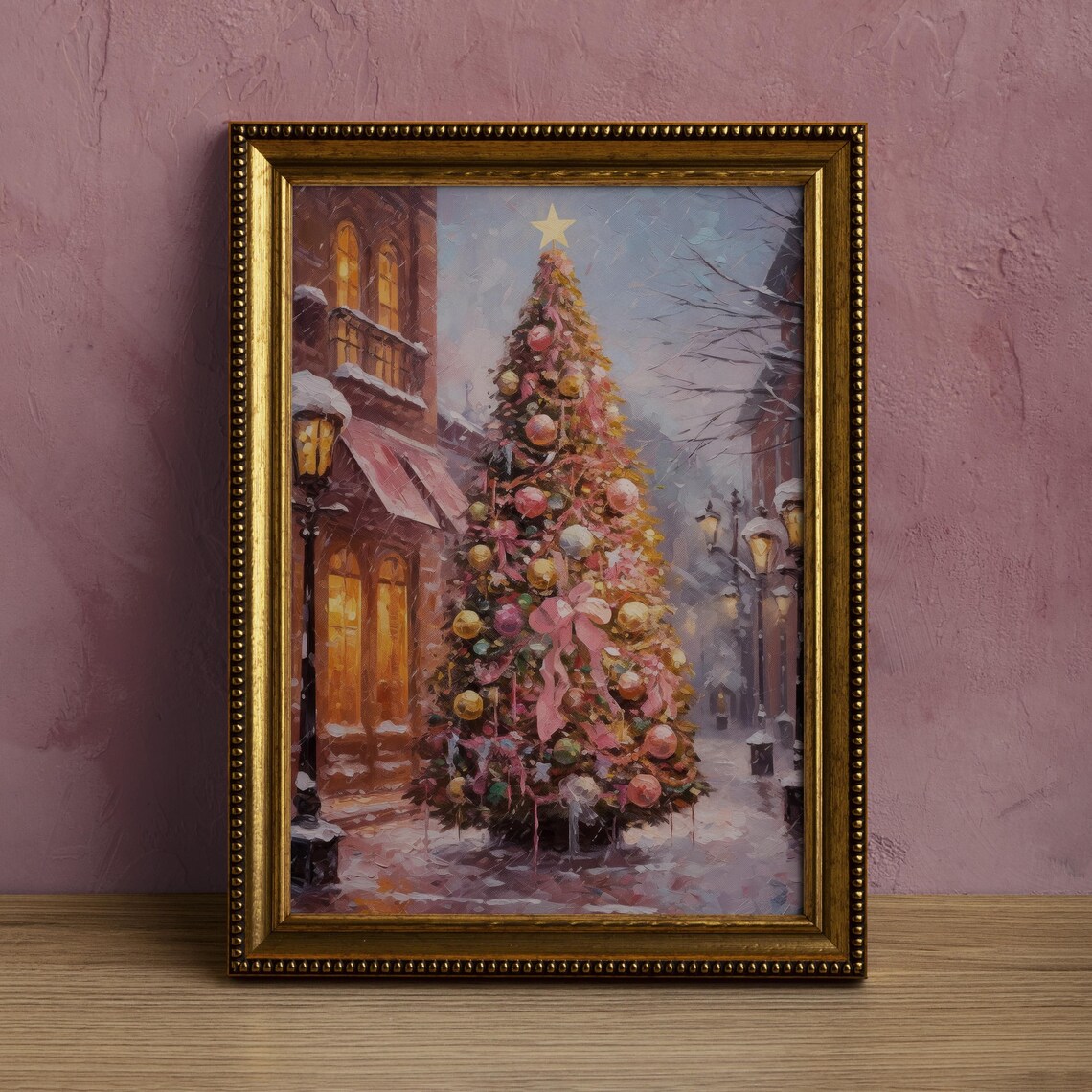 Vintage Christmas Tree Art Print, Preppy Holiday Decor - Image 3