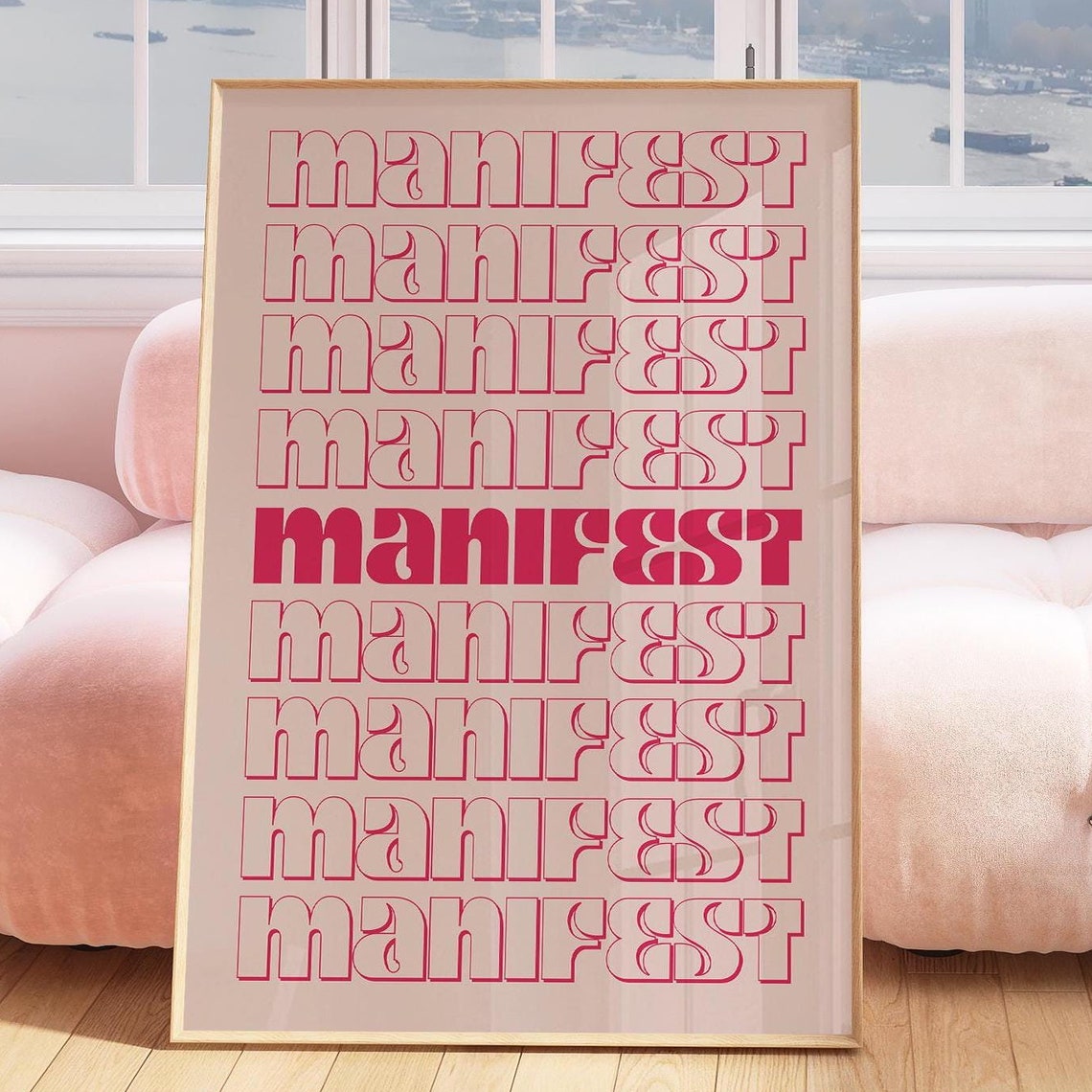 Manifest Affirmation Typography Art Spiritual Quote Poster Inspirational Gradient Aura Positivity Wall