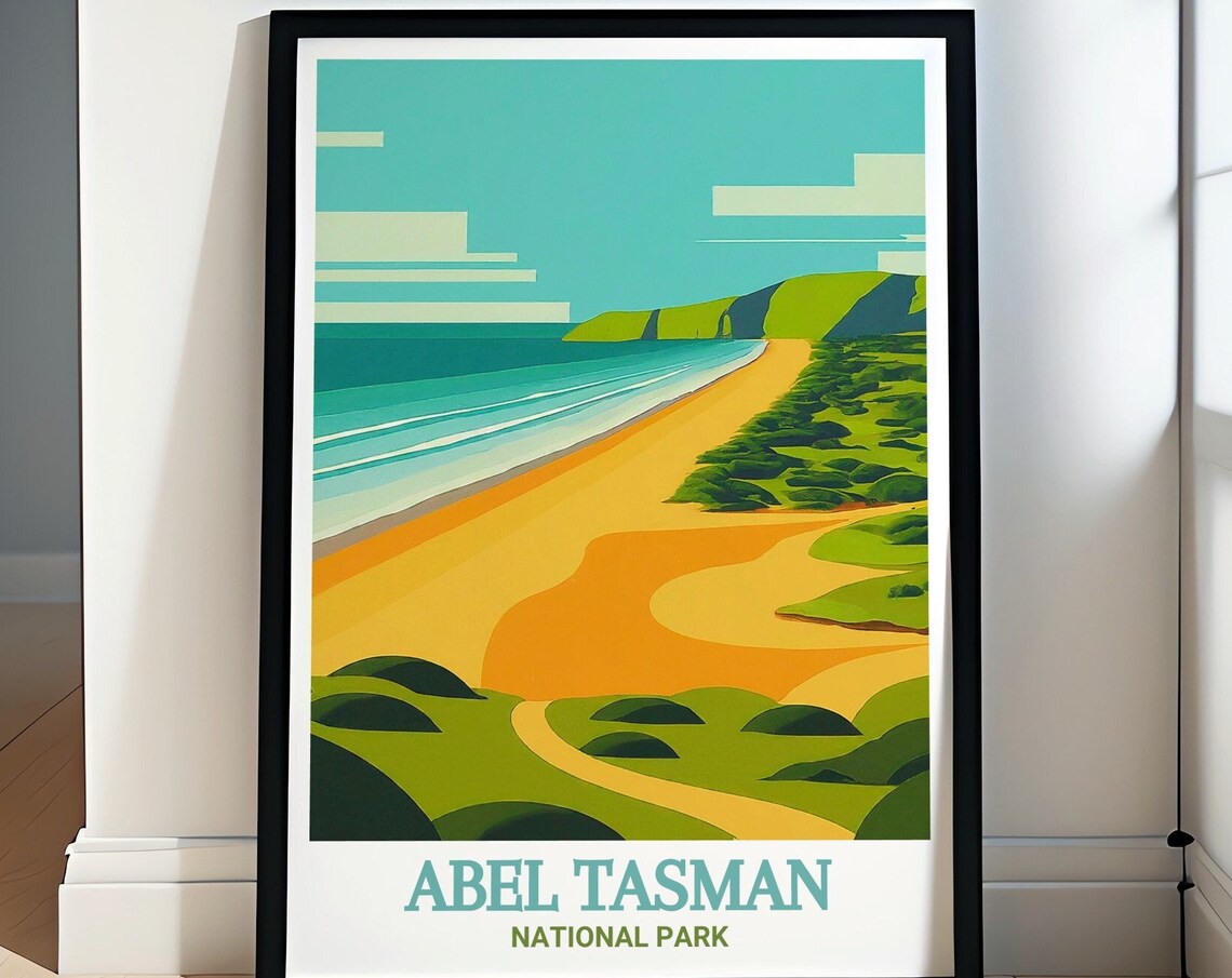Abel Tasman Totaranui Beach Golden Coast New Zealand Travel Poster