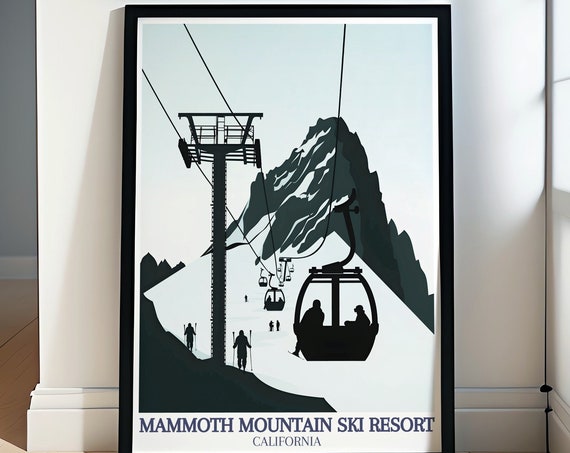 Mammoth Mountain Ski Resort Travel Prints Gondola Ride And Mountain Peaks Art Gondola Ride And Mountain Peak Decor Mammoth Posters