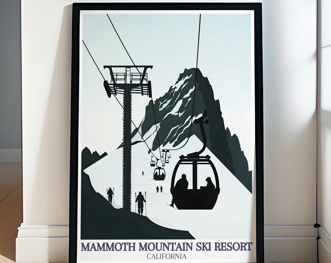 Mammoth Mountain Ski Resort Gondola Silhouette Winter Poster