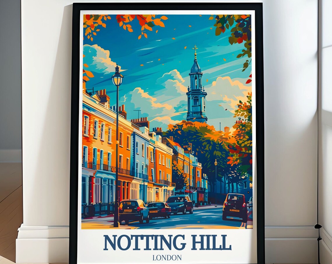 Notting Hill Wall Art Notting Hill Gate Village With St Peters Church Art Notting Hill Gate Village Art St Peters Church Decor