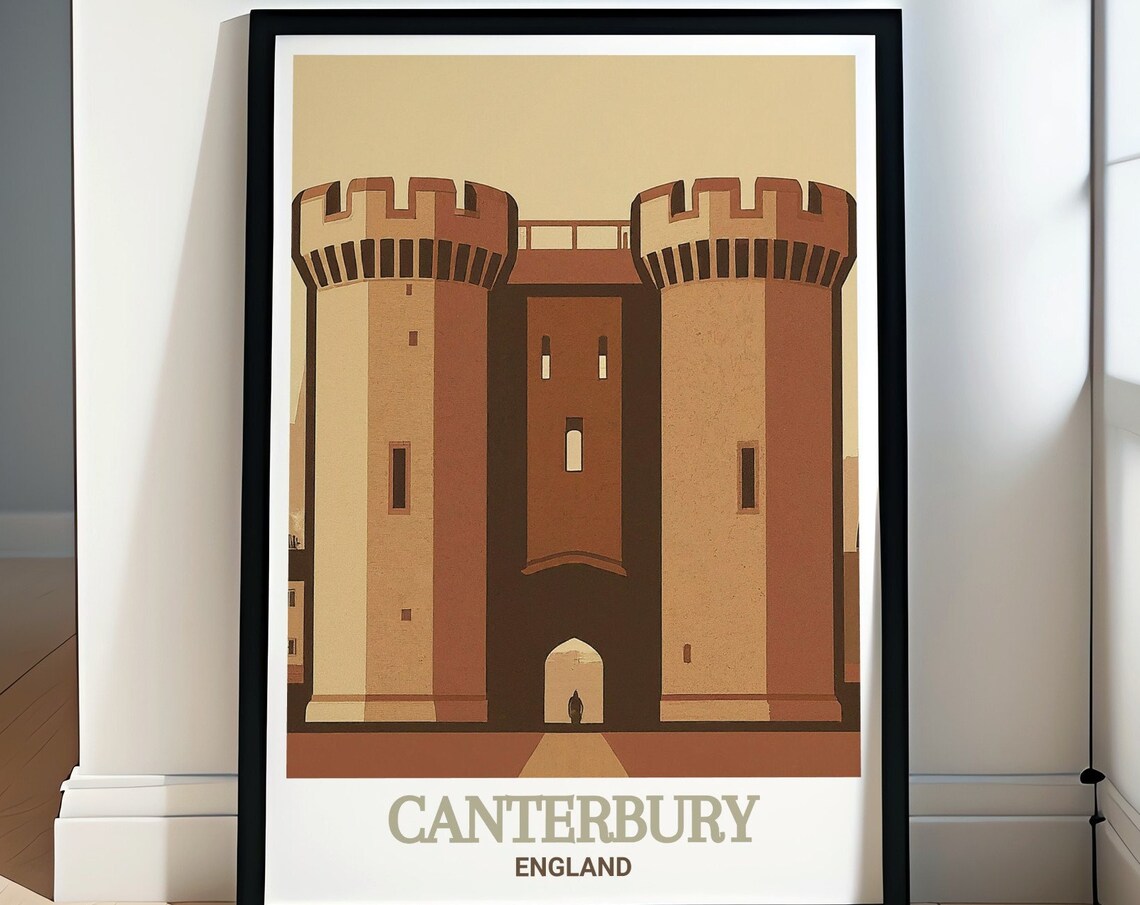 Canterbury Westgate Towers Medieval Gate England Travel Poster