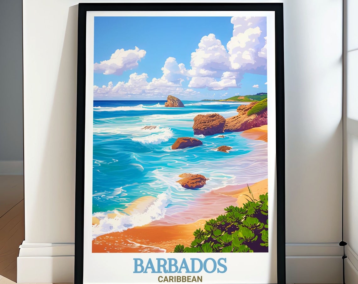 Barbados Bathsheba Beach Rocky Surf Atlantic Coast Scene Poster