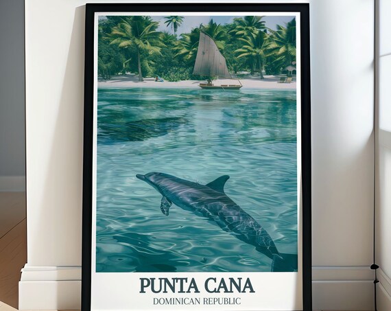 Punta Cana Art Bavaro Beach And Dolphin Island Park Print Iconic Caribbean Poster Home And Office Decor