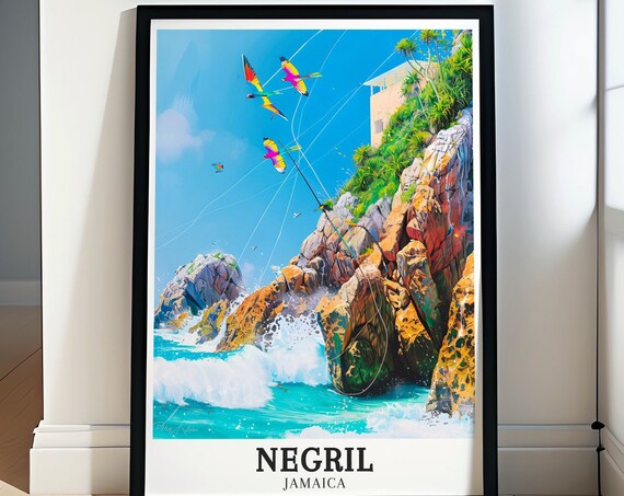 Negril West End Cliffs Colorful Gliders Jamaica Coast Poster
