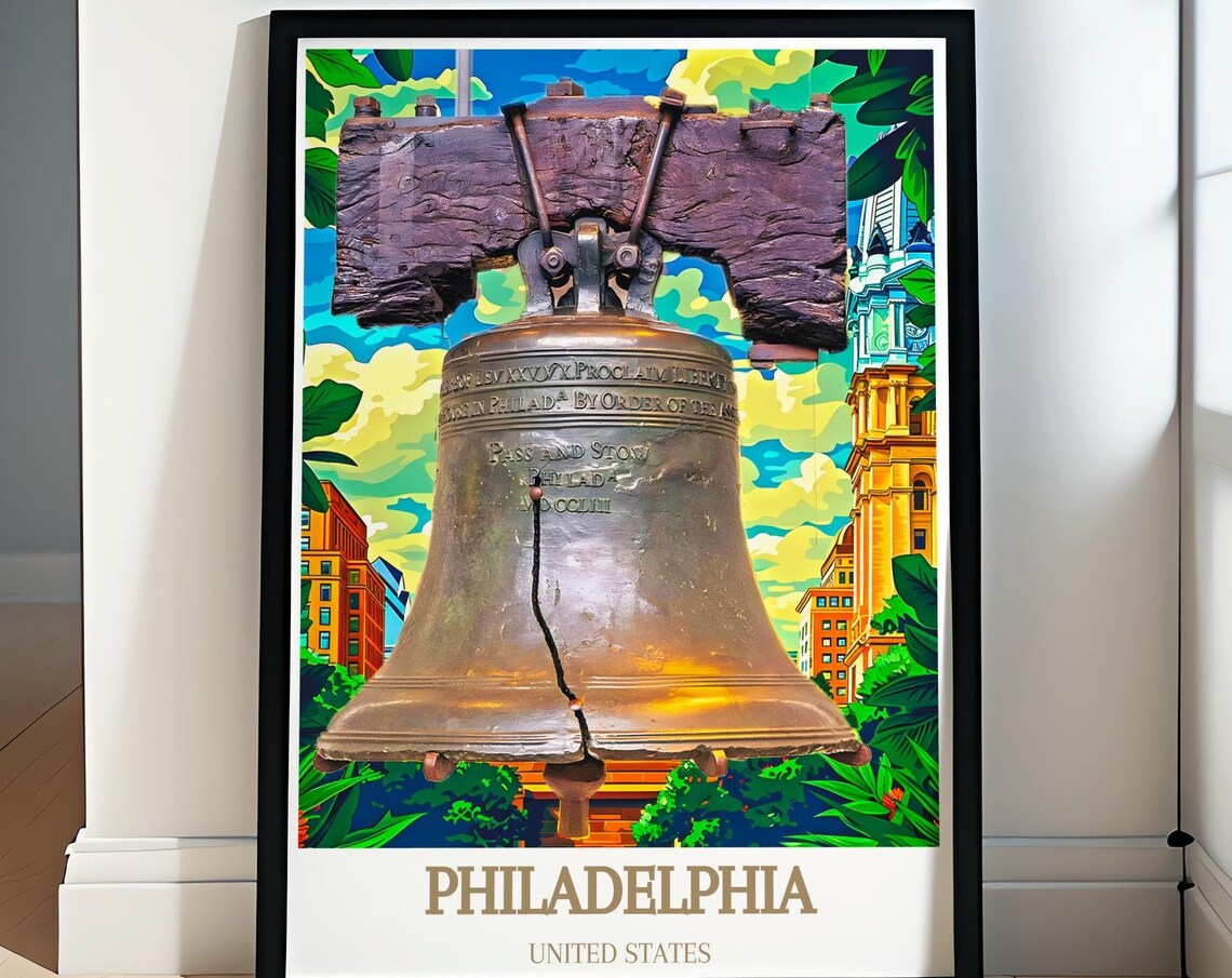 Philadelphia Liberty Bell Vibrant Pop Art City Skyline Pride Poster