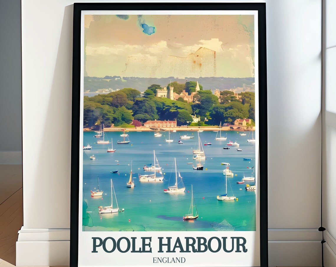 Poole Harbour England Sailboats Marina Vintage Harbor Poster
