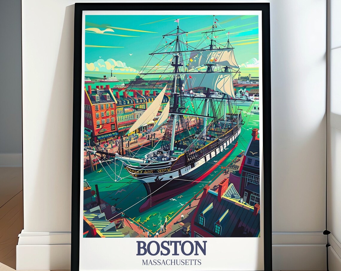 Massachusetts Boston USS Constitution Tall Ship Harbor Poster