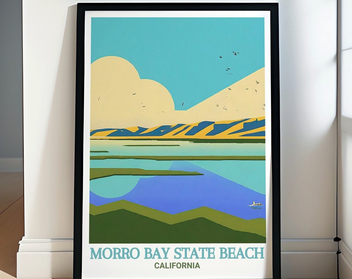 Morro Bay State Beach California Sunset Estuary Scene Poster
