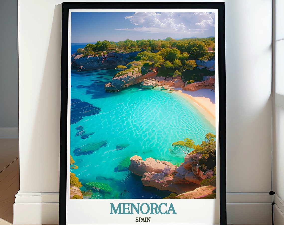 Menorca Cala Macarella Turquoise Cove White Sand Travel Art Poster