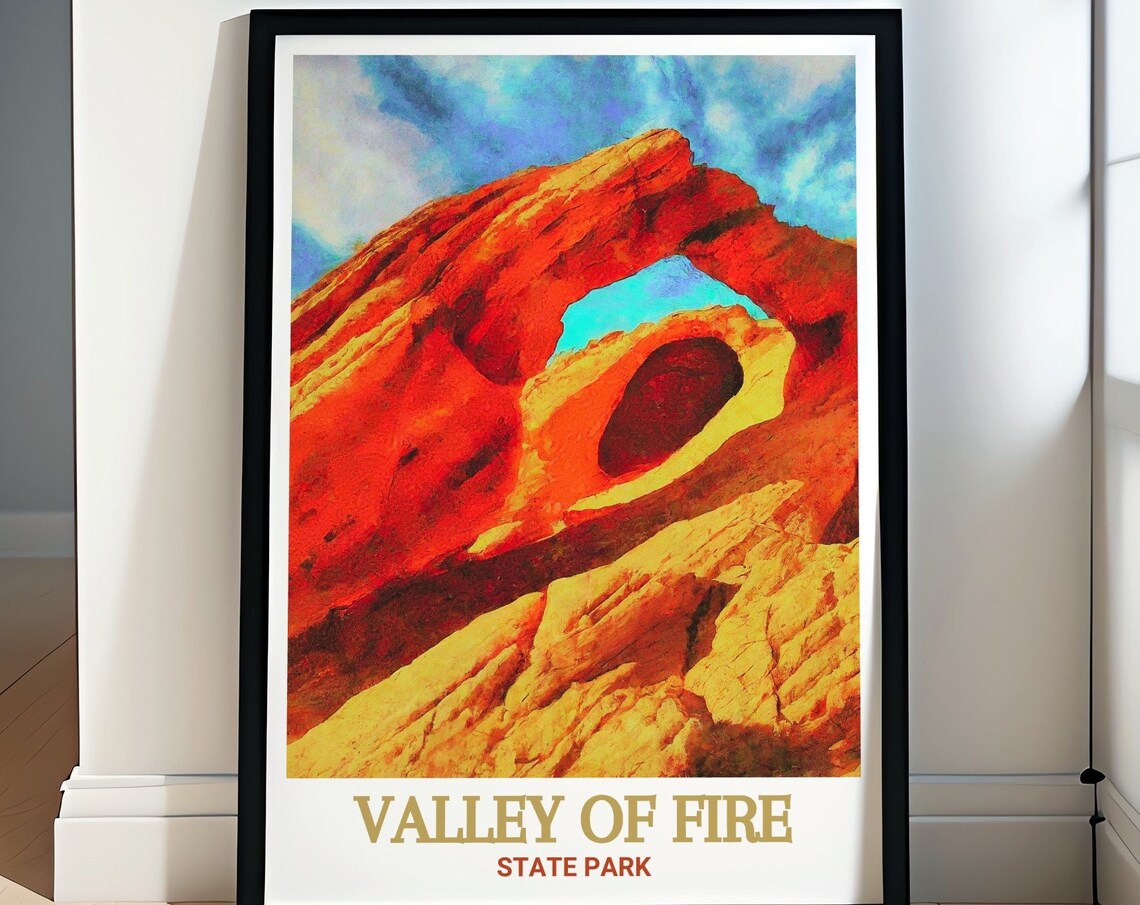 Valley Of Fire State Park Sculpted Arch Rock Desert Travel Poster