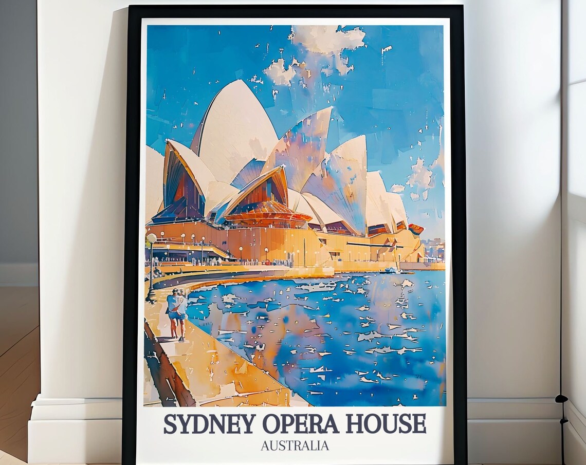 Sydney Opera House Circular Quay Harbour Watercolor Day View Poster