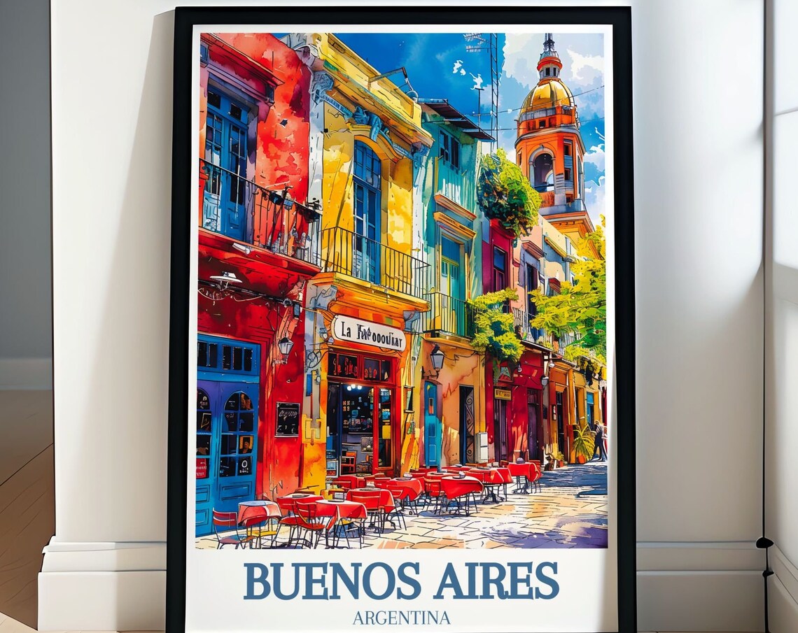 Buenos Aires Caminito Street Colorful La Boca Cafe Scene Poster