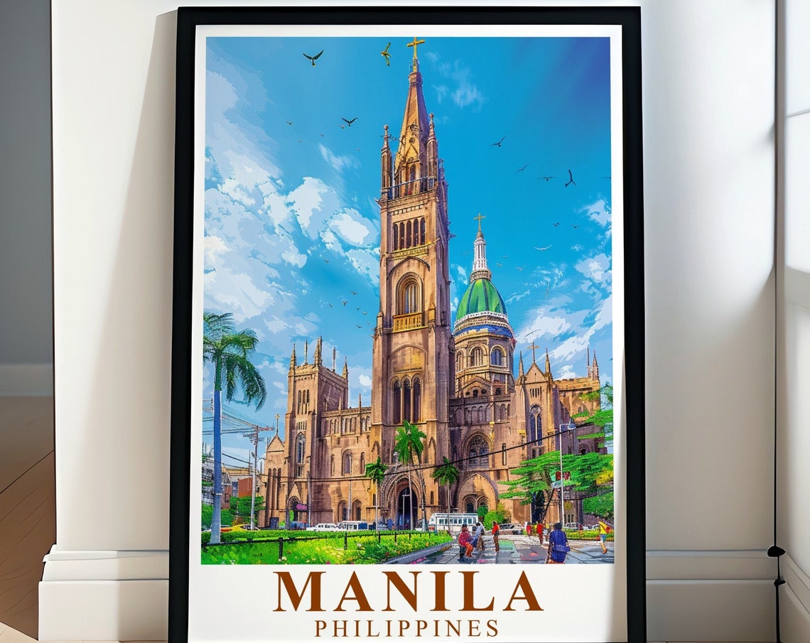 Manila Philippines Manila Cathedral Gothic Facade Day Poster