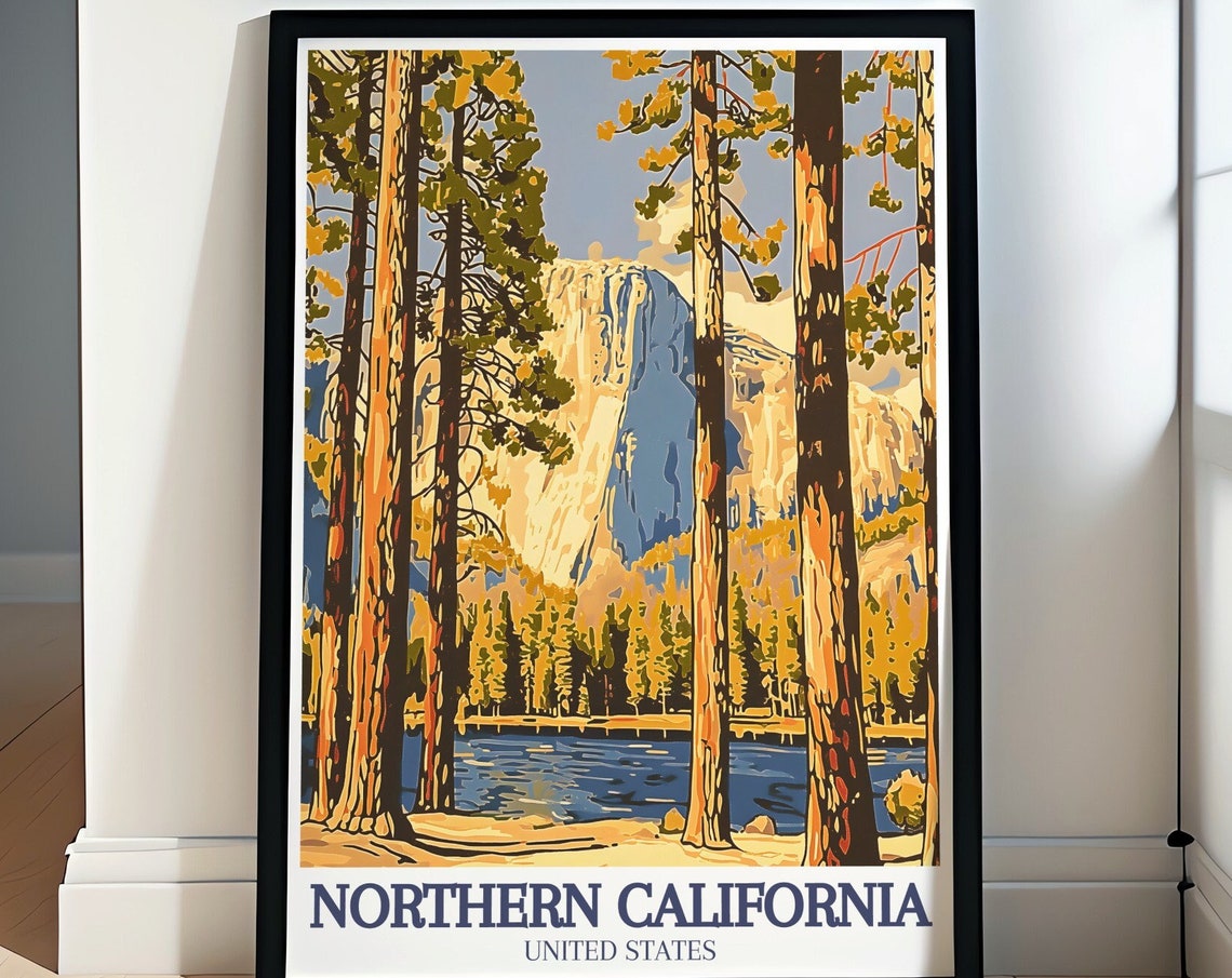 Northern California Travel Print Redwood And Yosemite National Park Art Northern California Posters California Wall Art