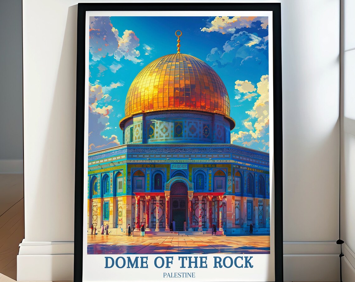 Dome of the Rock Golden Dome Close Up Landmark Palestine Travel Poster