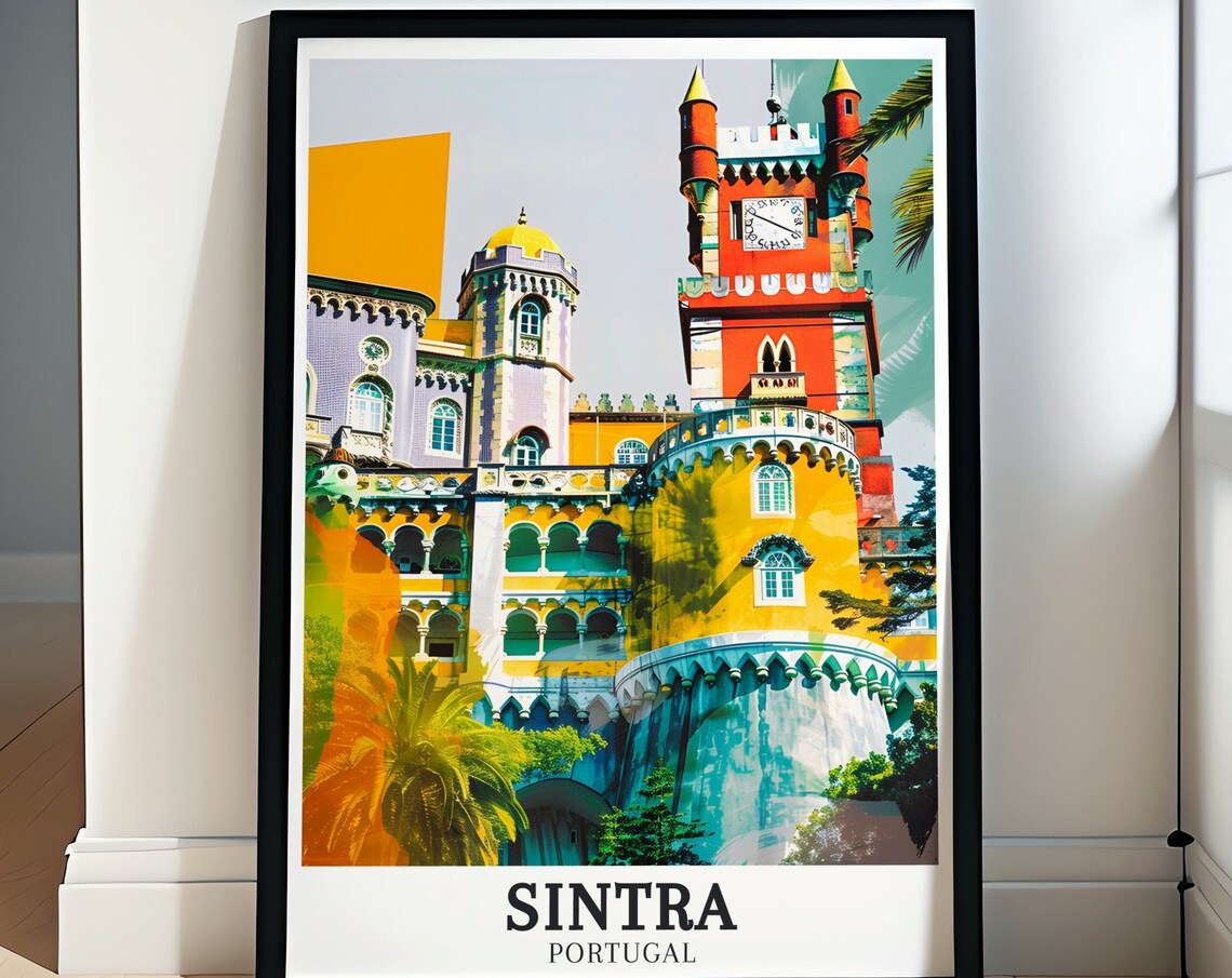 Pena National Palace Sintra Portugal Bold Colors Travel Poster