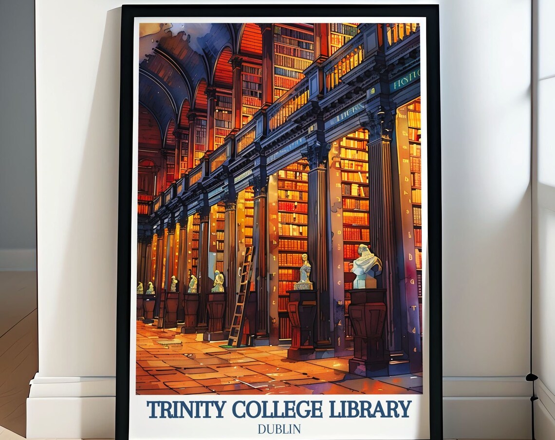 Trinity College Library Dublin Long Room Bookshelves Art Poster